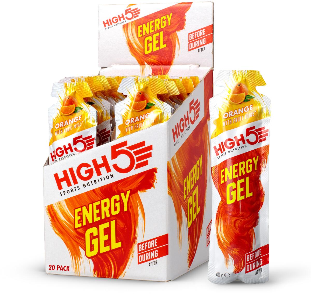 High5 Energy Gel, 20 x 40 g Beutel, Orange bei Metasport