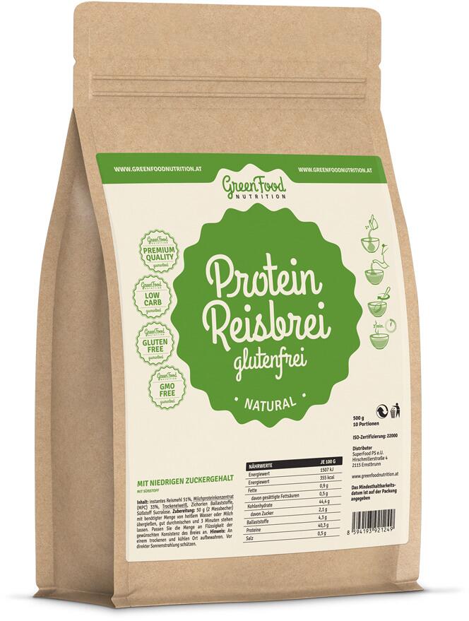 GreenFood Nutrition Protein Reisbrei, 500g Beutel, Natural