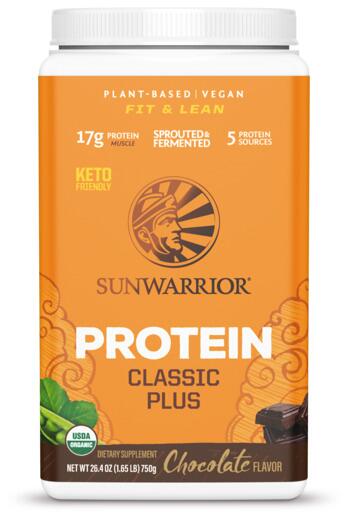 Sunwarrior Protein Classic Plus Organic, 750g Dose, Chocolate