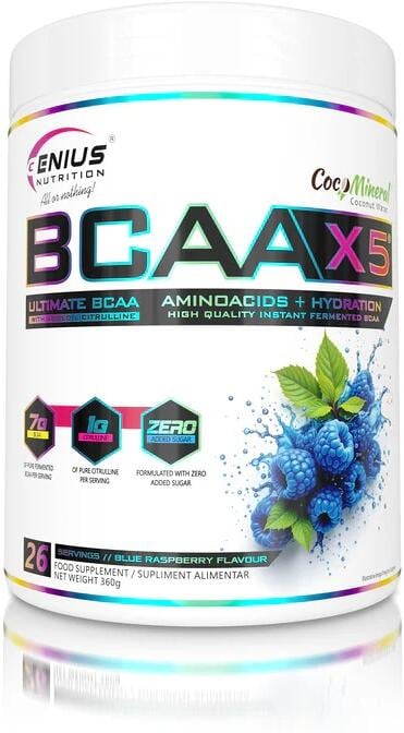 Genius Nutrition BCAA-X5, 360 g Dose, Blue Raspberry