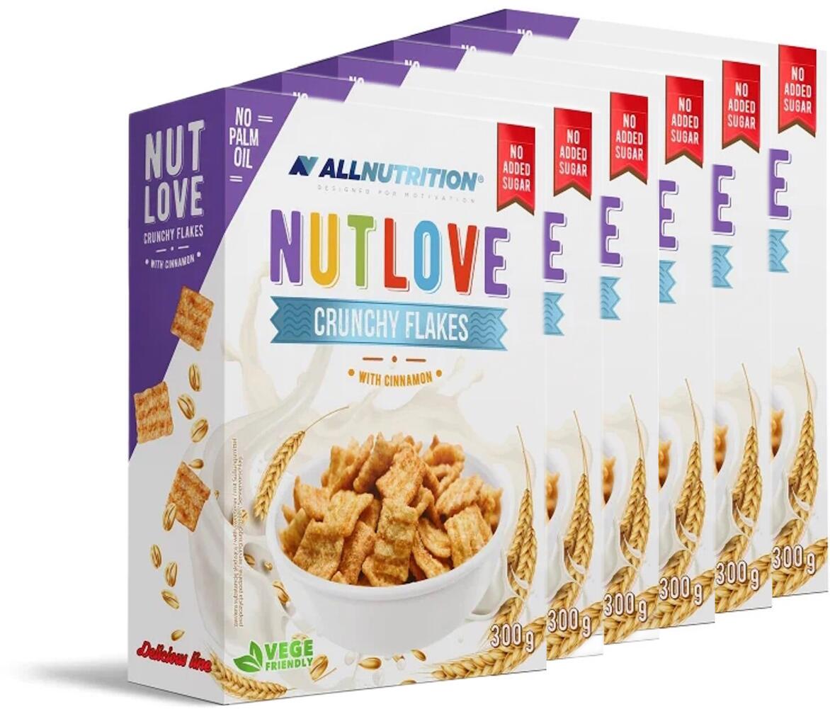 Allnutrition Nutlove Crunchy Flakes, 6 x 300 g Packung, Cinnamon