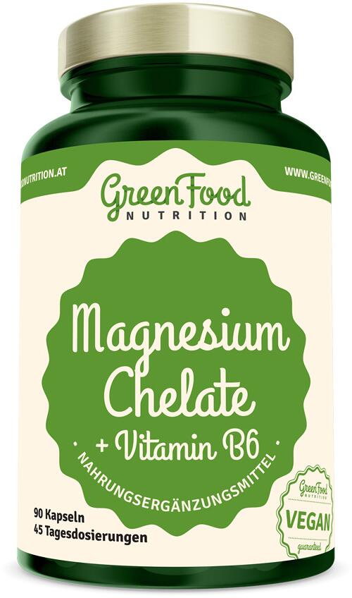 GreenFood Nutrition Magnesium Chelate + Vitamin B6, 90 Kapseln