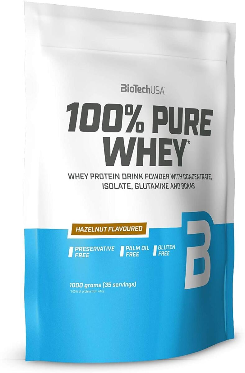 BioTech USA 100% Pure Whey, 1000 g Beutel, Haselnuss