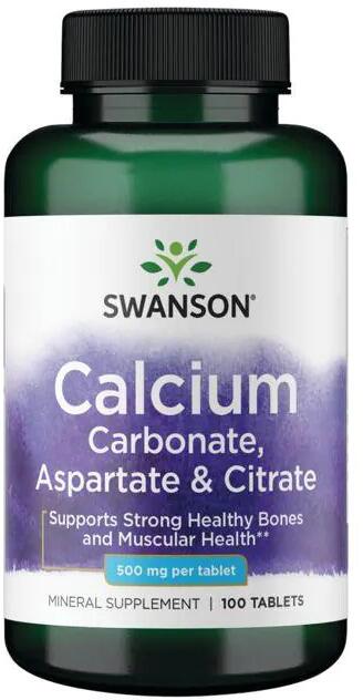 Swanson Calcium Carbonate, Aspartate & Citrate 500 mg, 100 Tabletten