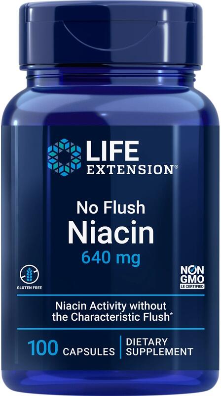Life Extension No-Flush Niacin 640 mg, 100 Kapseln
