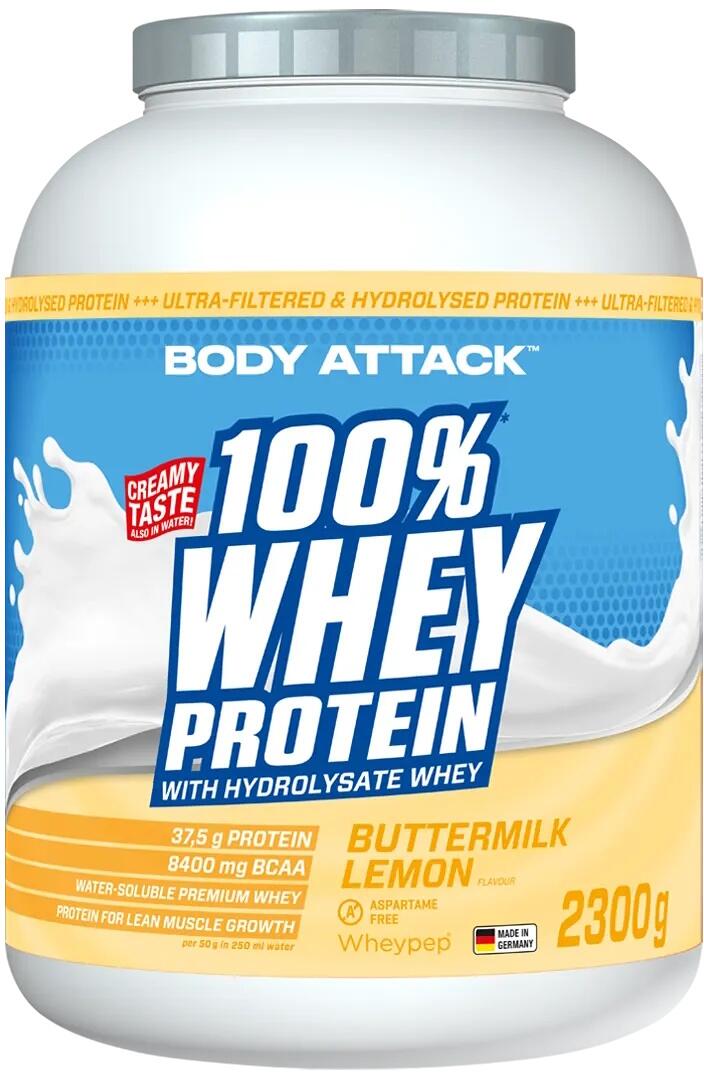 Body Attack 100 % Whey Protein, 2300 g Dose, Buttermilk Lemon