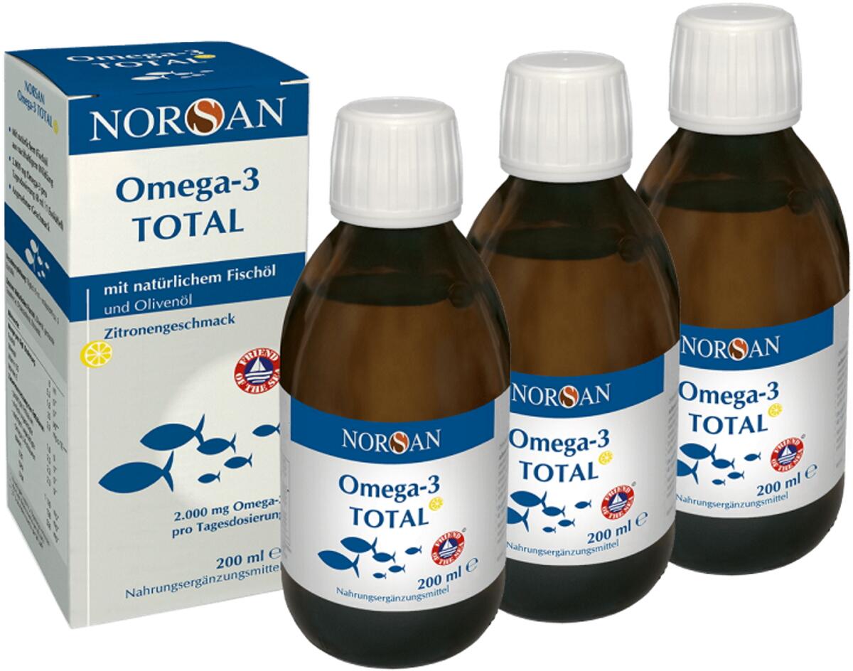 Norsan Omega 3 Total, 3 x 200 ml Flasche, Zitrone