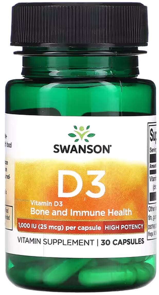 Swanson Vitamin D3 High Potency - 1.000 IU, 30 Kapseln