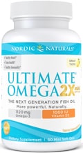 Nordic Naturals Ultimate Omega 2X Mini + Vitamin D3, 60 Softgels, Lemon