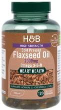 Holland & Barrett High Strength Cold Pressed Flaxseed Oil - 2000 mg, 120 Kapseln