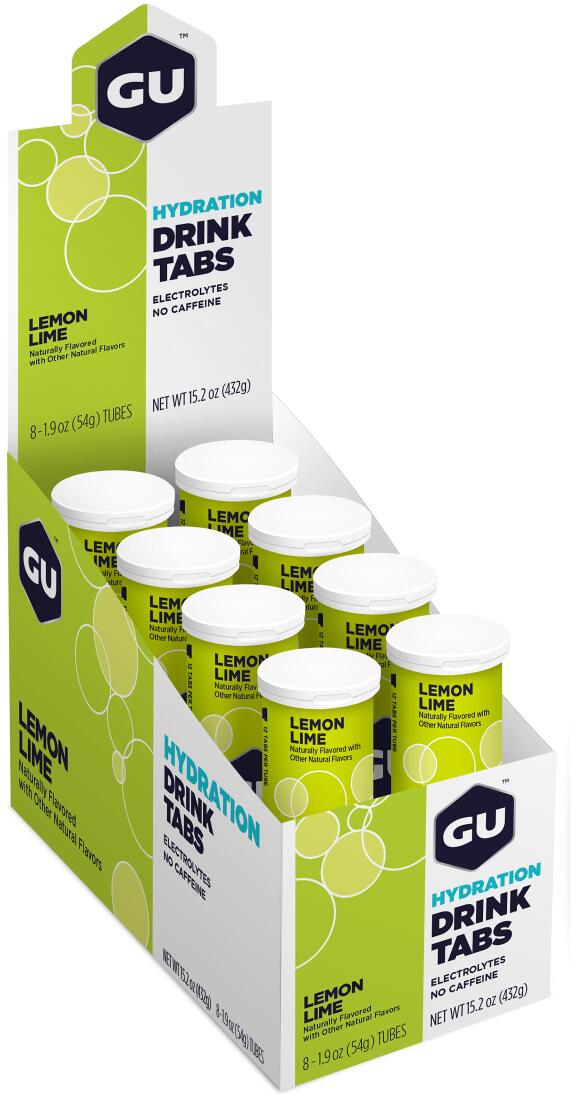 GU Energy Hydration Drink Tabs, 8 x 12 Brausetabletten, Lemon Lime