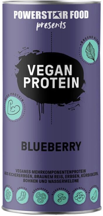 Powerstar Food Vegan Protein, 500 g Dose, Blueberry