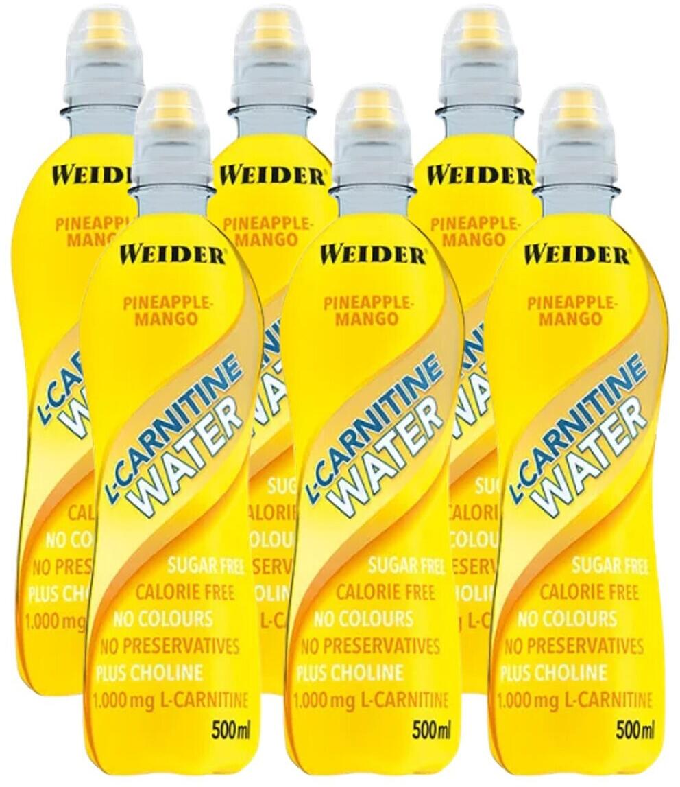Joe Weider L-Carnitine Water, 6 x 500 ml Flasche, Ananas-Mango (inkl. 6x 0,25 EUR Pfand)