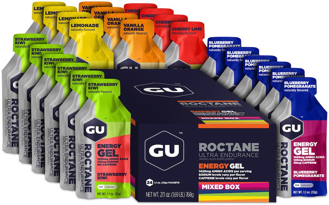 GU ROCTANE Energy Gel, 24 x 32 g Gel, Mixed Box (6 Sorten a 4 Stück)
