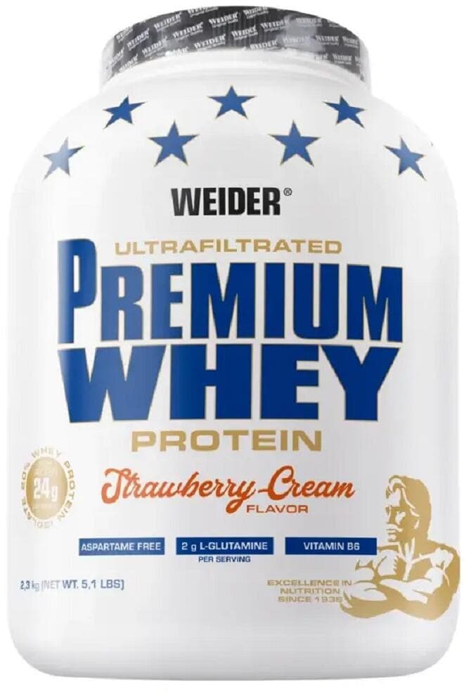 Joe Weider Premium Whey Protein, 2300 g Dose, Strawberry Cream