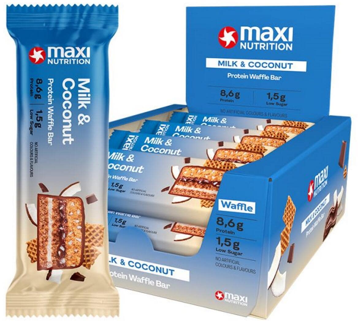 MaxiNutrition Protein Waffle Bar, 12 x 40 g Riegel, Milk & Coconut