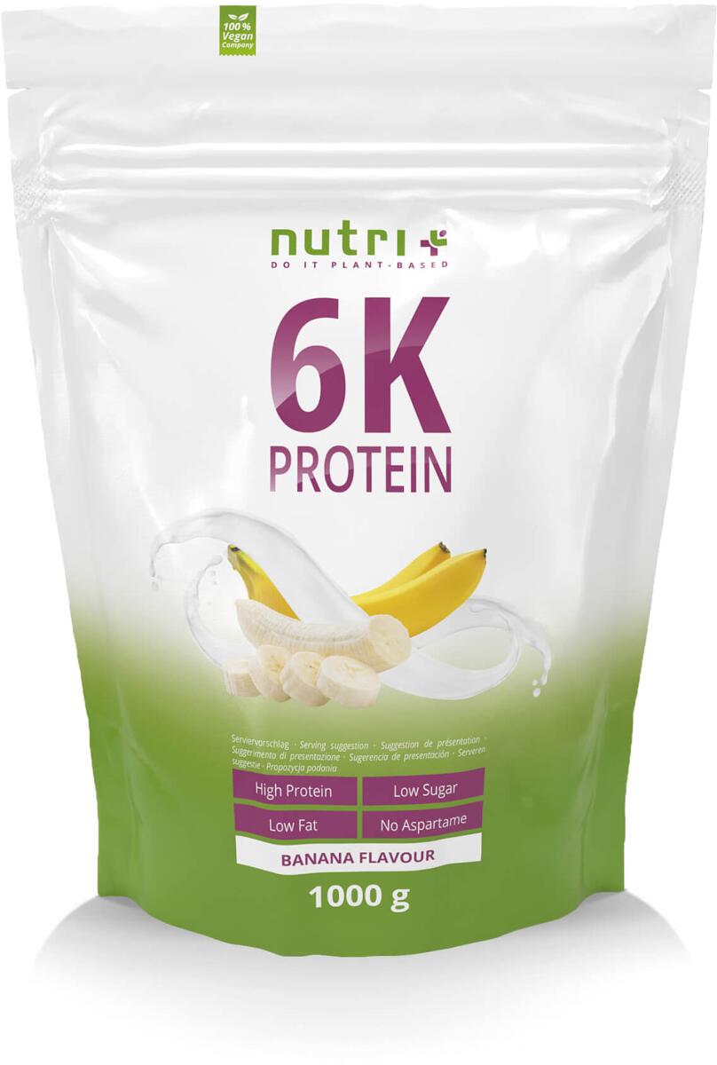 nutri+ veganes 6K Proteinpulver, 1000 g Beutel, Banana