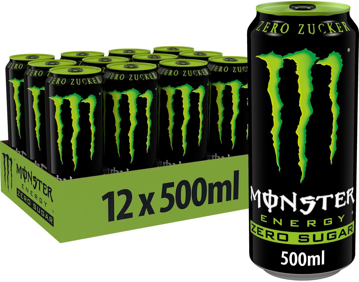 Monster Energy Original Zero Sugar, 12 x 500 ml Dose (inkl. 3,- Euro Pfand), Green