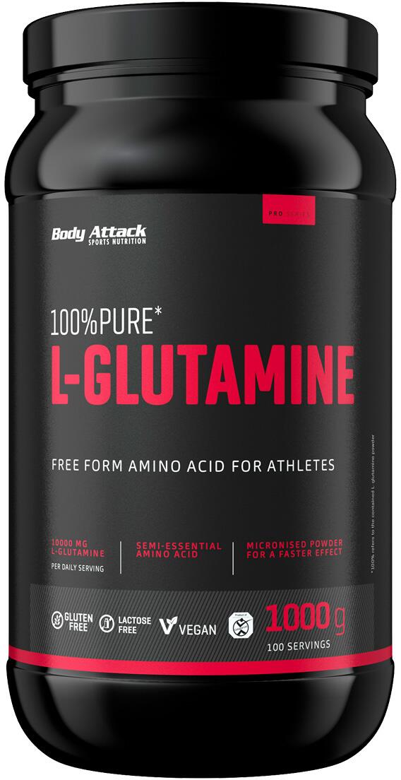Body Attack 100 % Pure L-Glutamine, 1000 g Dose