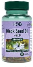 Holland & Barrett Black Seed Oil + Vit D, 60 Kapseln