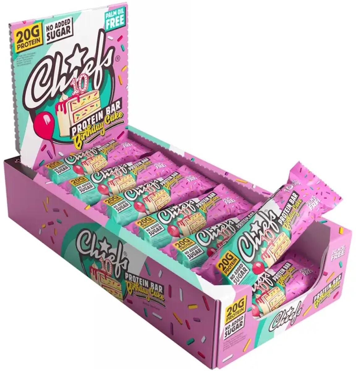 Chiefs Protein Bar, 12 x 55 g Riegel, Birthday Cake
