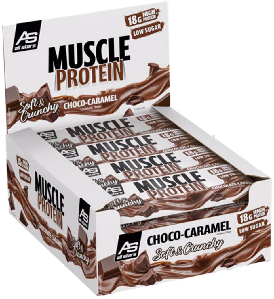 All Stars Muscle Protein Bar, 12 x 65 g Riegel, Chocolate Caramel