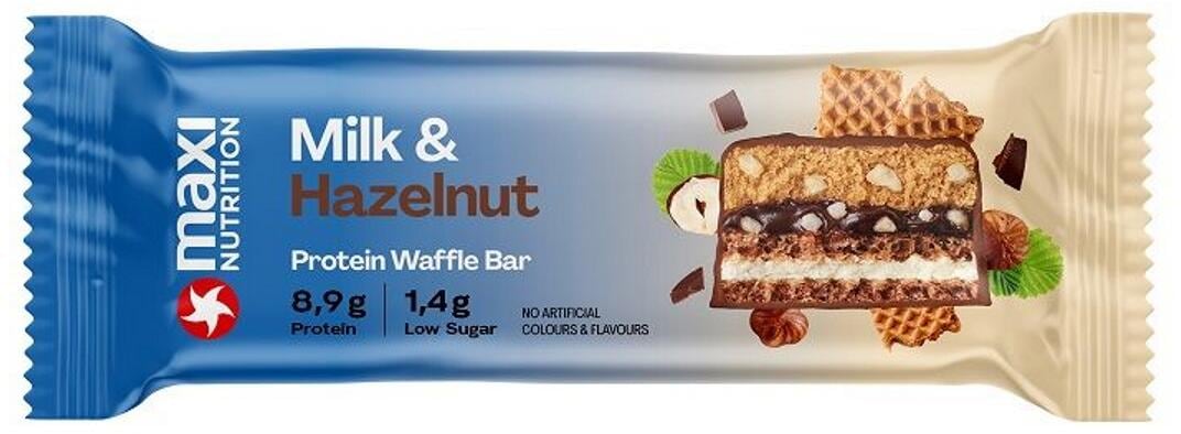 MaxiNutrition Protein Waffle Bar, 1 x 40 g Riegel, Milk & Hazelnut
