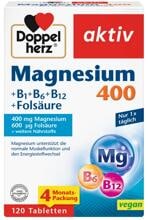 Doppelherz Magnesium 400 + B1 + B6 + B12 + Folsäure, 120 Tabletten