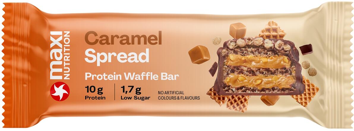 MaxiNutrition Protein Waffle Bar, 1 x 39 g Riegel, Caramel Spread