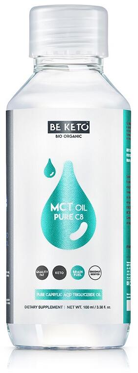 BeKeto Organic MCT Oil 100% Liquid C8, 100 ml Flasche
