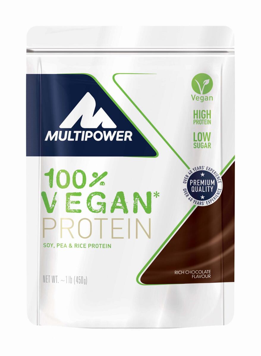 Multipower 100% Vegan Protein, 450 g Beutel, Rich Chocolate