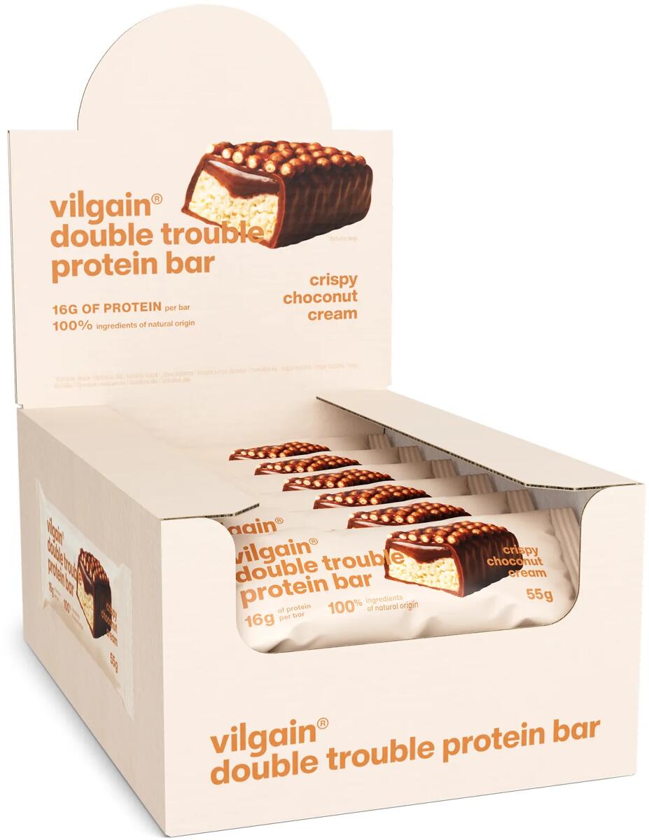 vilgain Double Trouble, 12 x 55 g Riegel, Crispy Choconut Cream