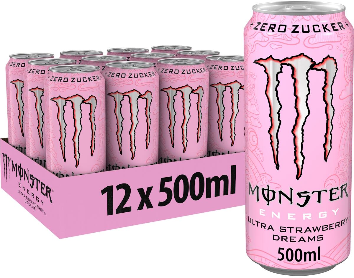 Monster Energy Ultra, 12 x 500 ml Dose (inkl. 3,- Euro Pfand), Strawberry Dreams