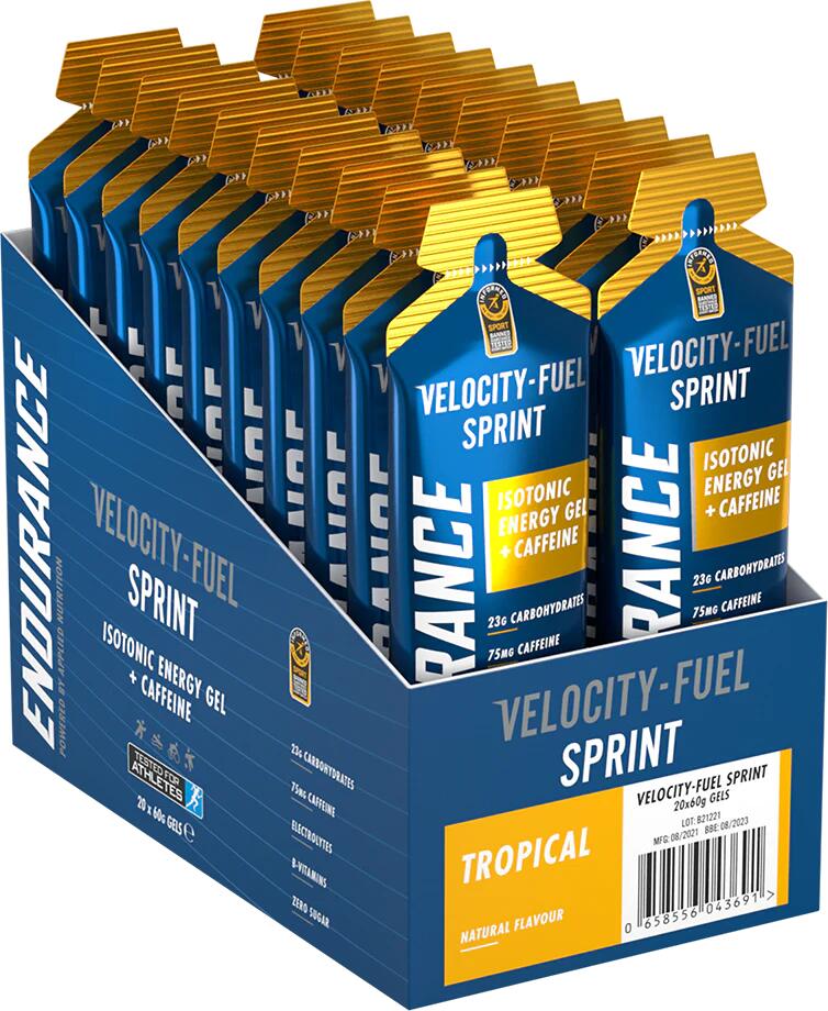 Applied Nutrition Endurance Sprint Isotonic Energy Gel + Caffeine, 20 x 60 g Gels, Tropical