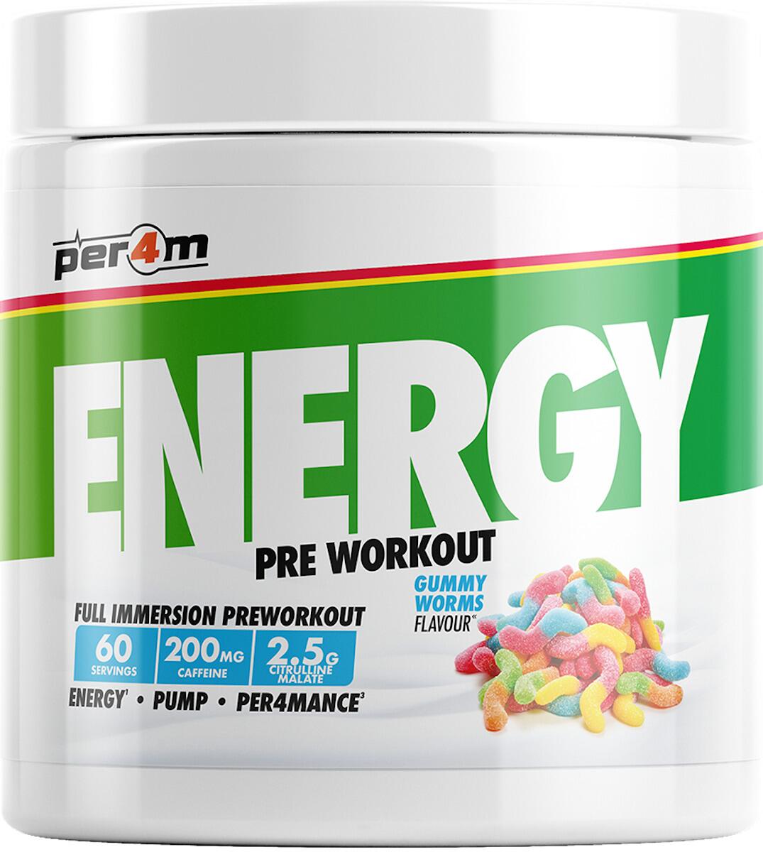 Per4m Energy Pre Workout, 390 g Dose, Gummy Worms