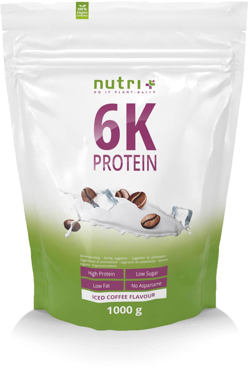 nutri+ veganes 6K Proteinpulver, 1000 g Beutel, Iced Coffee