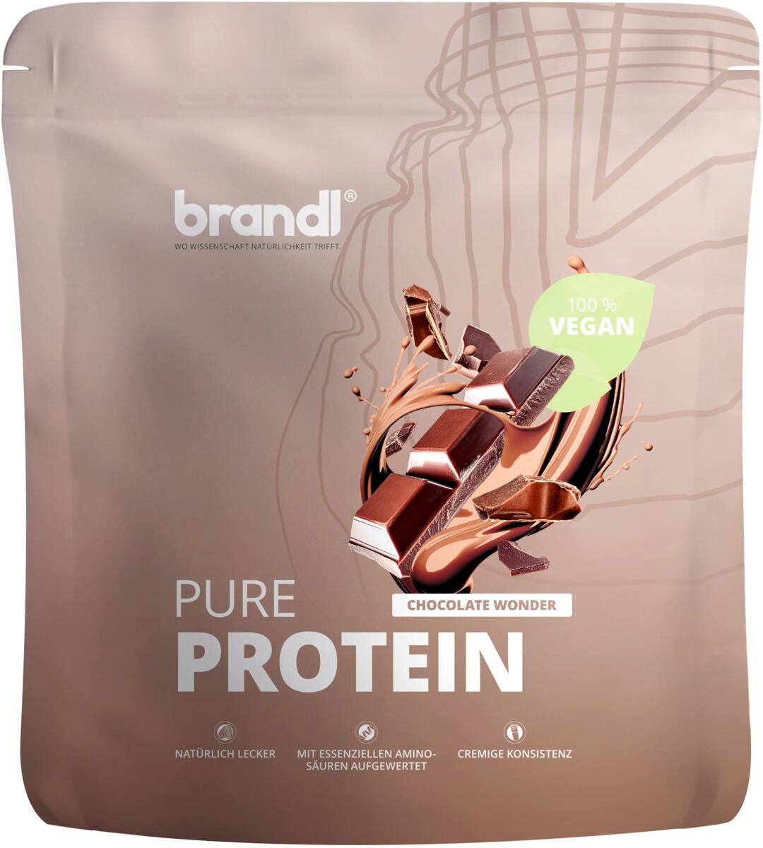 brandl Pure Protein 2.0 Vegan, 1000 g Beutel, Chocolate Wonder