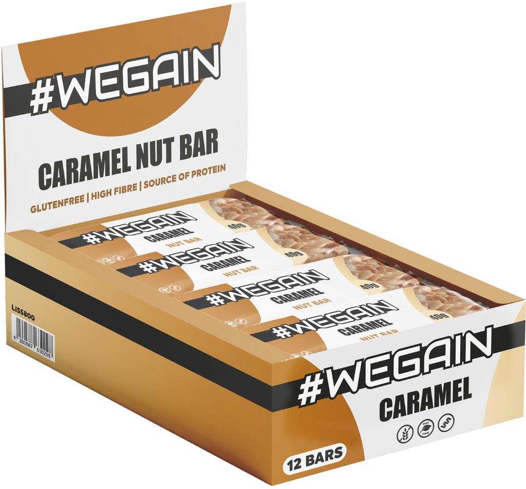 #WEGAIN Nut Bar, 12 x 40 g Riegel, Caramel