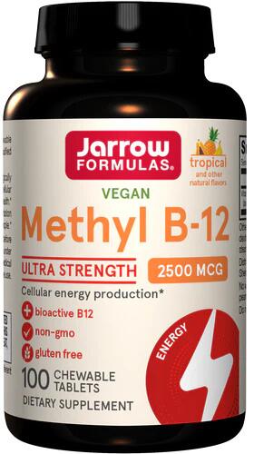 Jarrow Formulas Methyl B-12 Ultra Strength - 2500 mcg, 100 Kautabletten, Tropical