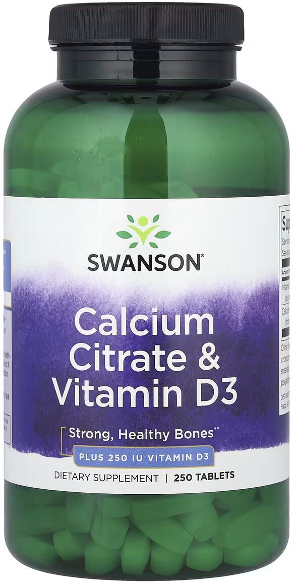 Swanson Calcium Citrate & Vitamin D, 250 Tabletten