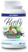 Enzymedica Purify Activated Charcoal Plus - Kokosnuss Aktivkohle, 60 Kapseln Dose