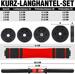C.P. Sports Langhantel und Kurzhantel Set, 30 kg, schwarz - rot