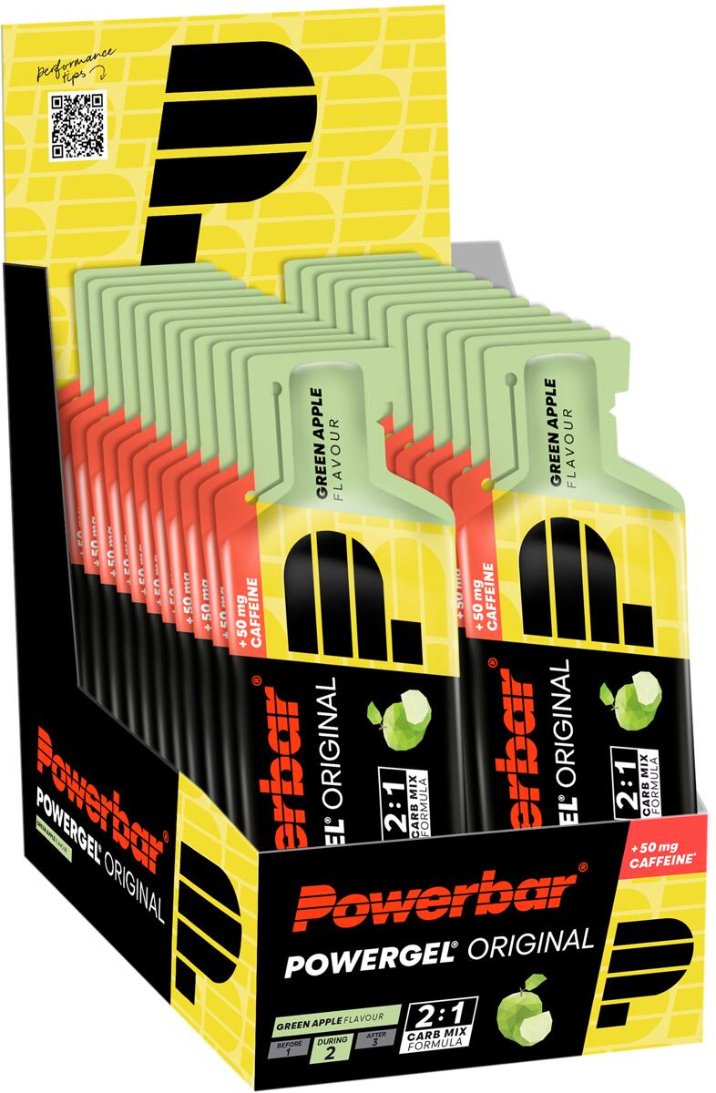 PowerBar Powergel Original, 24 x 41 g Beutel, Green Apple mit Koffein