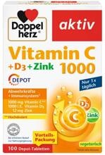 Doppelherz Vitamin C 1000 + D3 + Zink Depot, 100 Tabletten