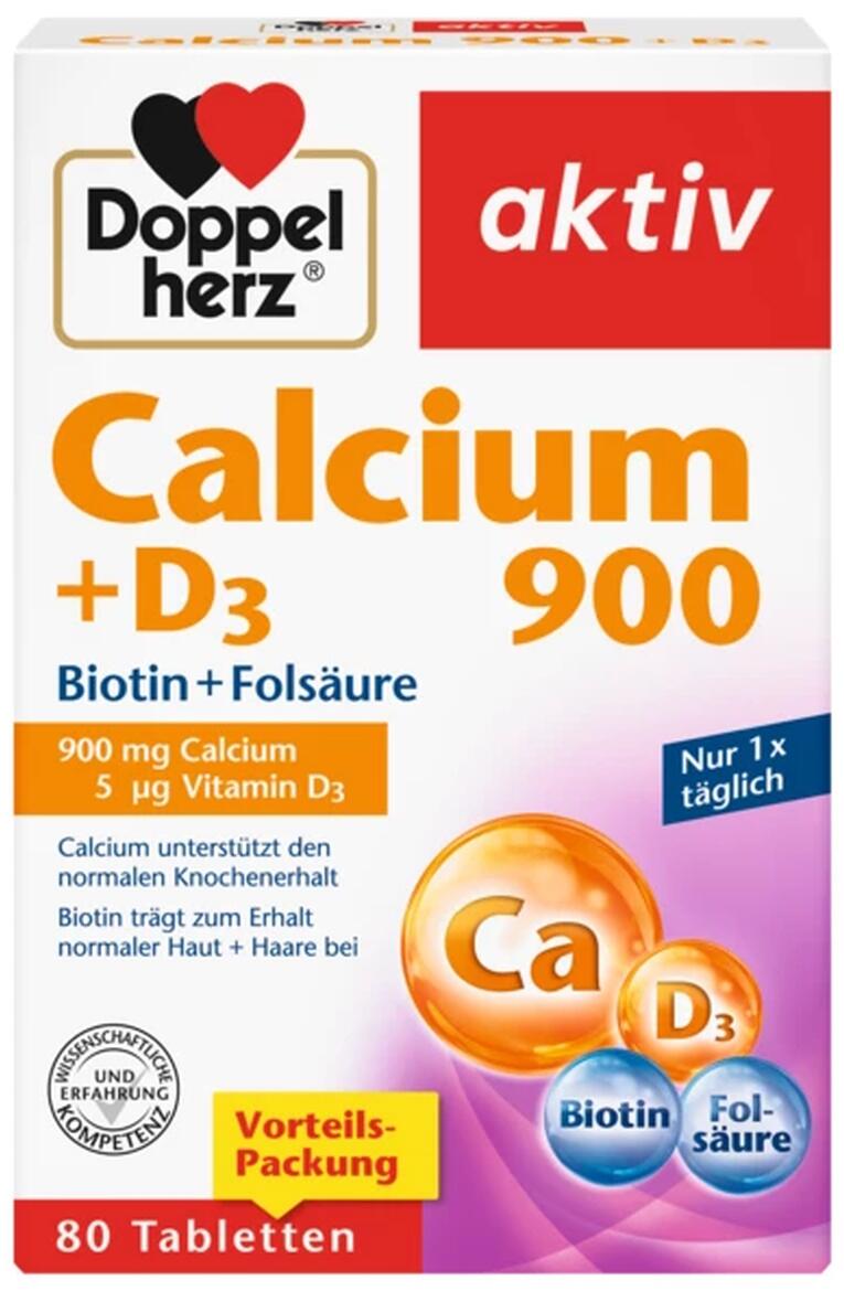 Doppelherz Calcium 900 + D3 + Biotin, 80 Tabletten