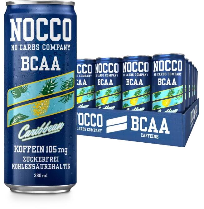 Nocco BCAA Drink, 24 x 330 ml Dose (inkl. 6,- Euro Pfand), Carribean