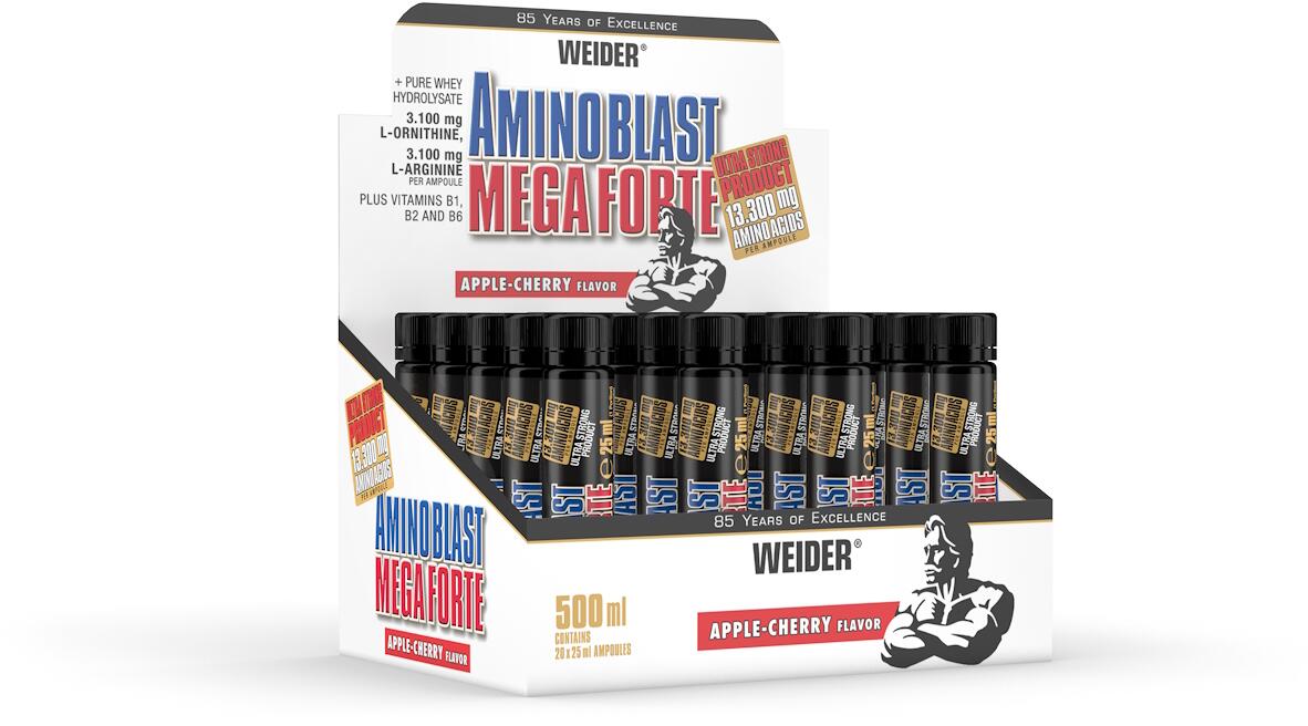 Joe Weider Amino Blast Mega Forte, 20 x 25 ml Ampullen, Apfel-Kirsche
