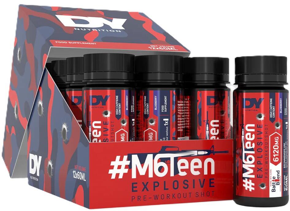 DY Nutrition #M6Teen Explosive Pre-Workout Shot, 12 x 60 ml Shot, Blueberry