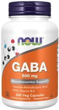 Now Foods Gaba 500 mg + B6, 200 Kapseln