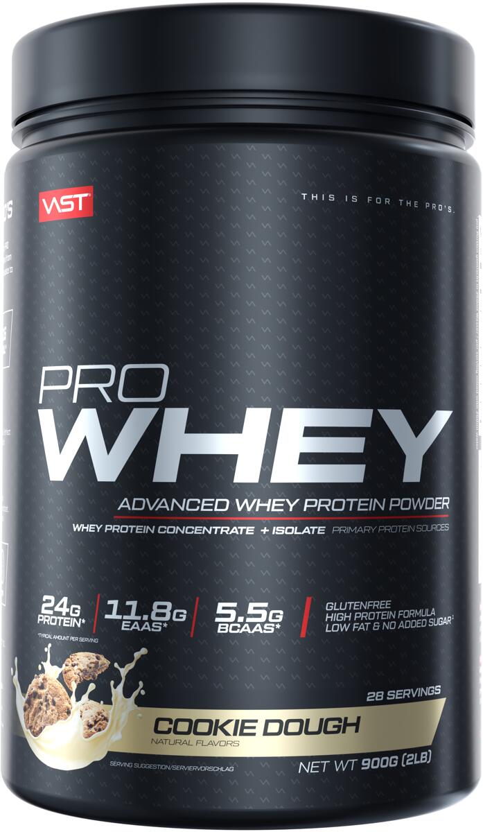 VAST Sports Pro Whey - Advanced Whey Protein Powder, 900 g Dose, Cookie Dough